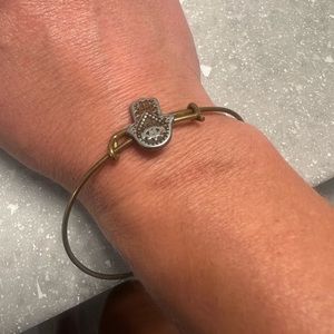 Alex and Ani hand of Fatima bangle bracelet in gold